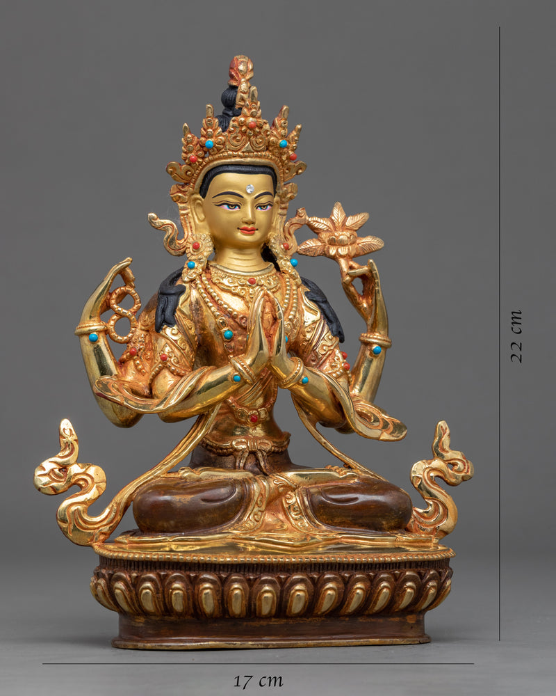 Four Armed Chenrezig Statue Himalayan Statue | Traditional Tibetan Art