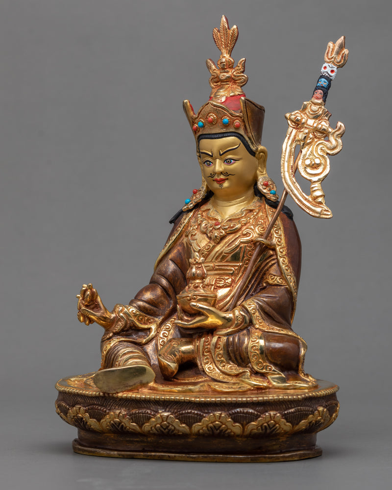 Guru Rinpoche Gold Statue | Wrathful Padmasambhava Art