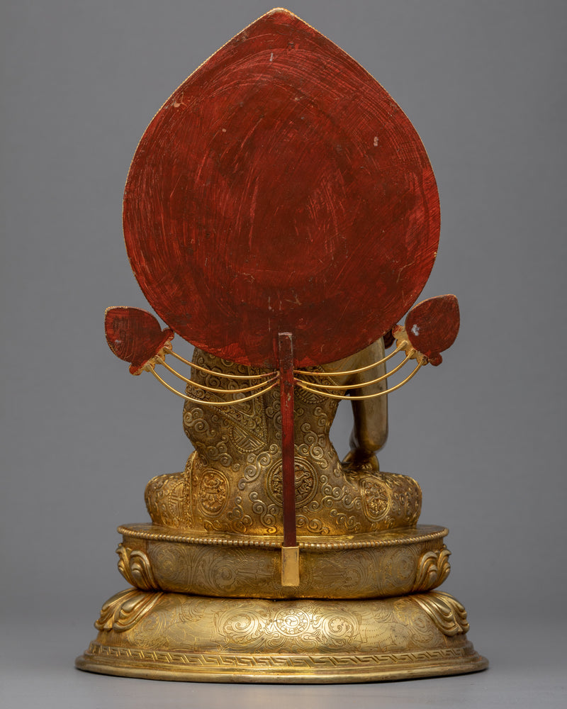 Crowned Shakyamuni Buddha Gold Sculpture | Traditional Himalayan Art