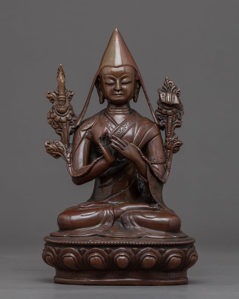 Je Tsongkhapa Statue Set | Hand Carved Buddhist Statue Set