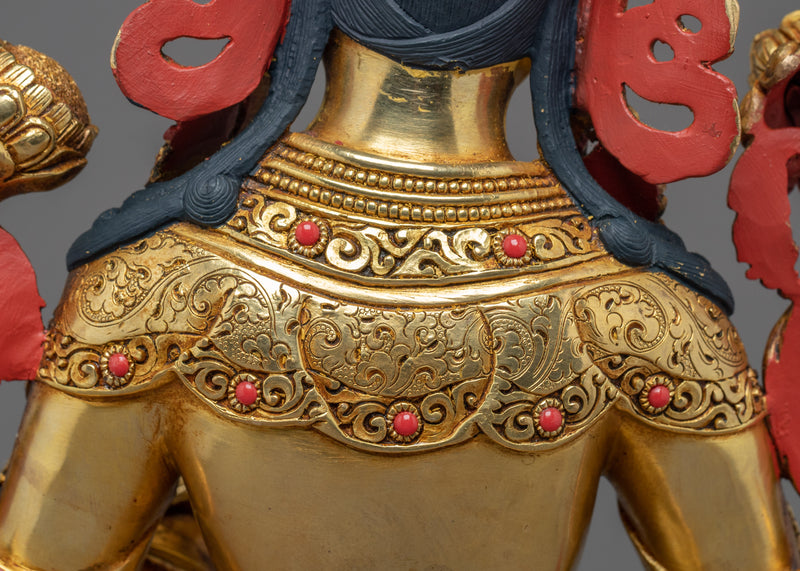 Green Tara Lotus Sculpture | Tibetan Handcrafted Art