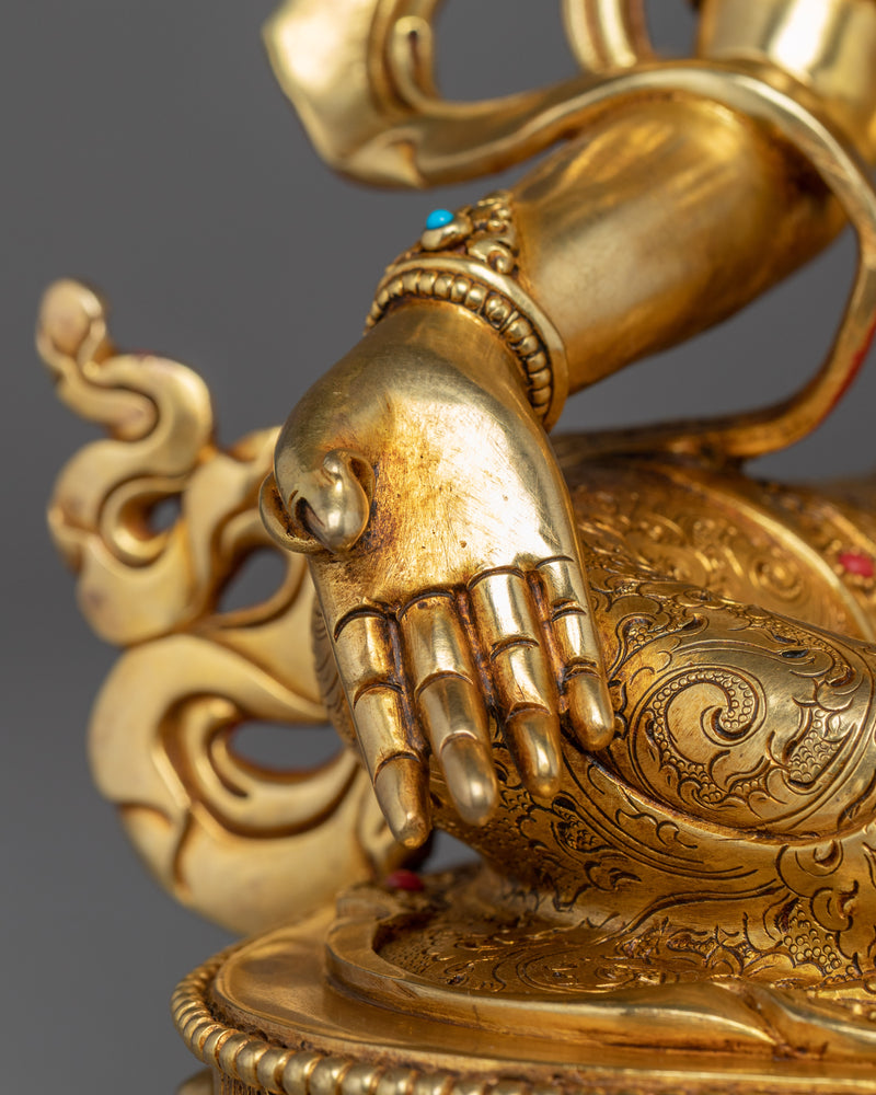 Green Tara Lotus Sculpture | Tibetan Handcrafted Art