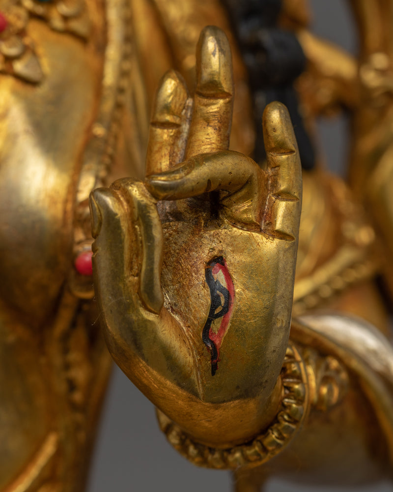 White Tara Female Buddha Sculpture | Hand-Made Buddhist Deity of Long Life Statue