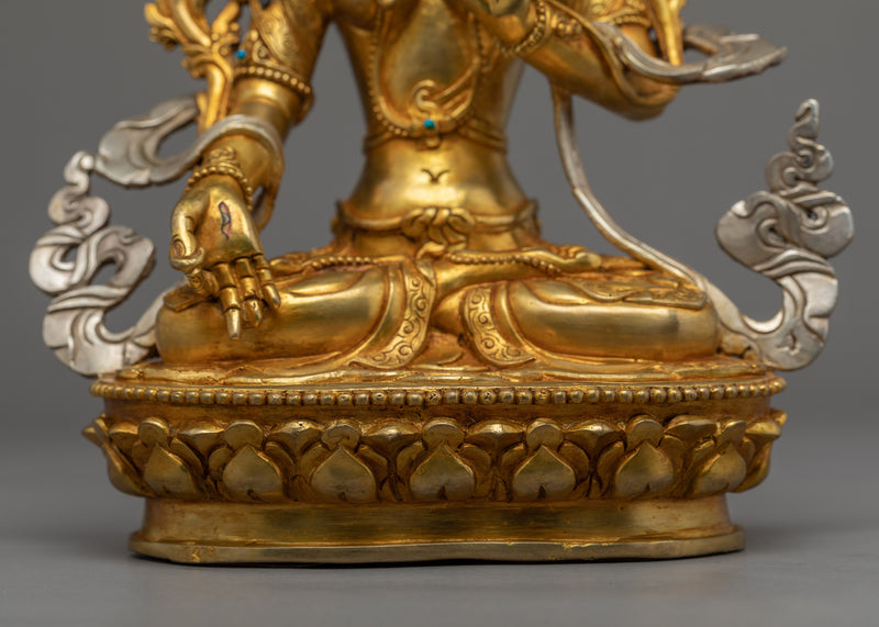 White Tara Female Buddha Sculpture | Hand-Made Buddhist Deity of Long Life Statue