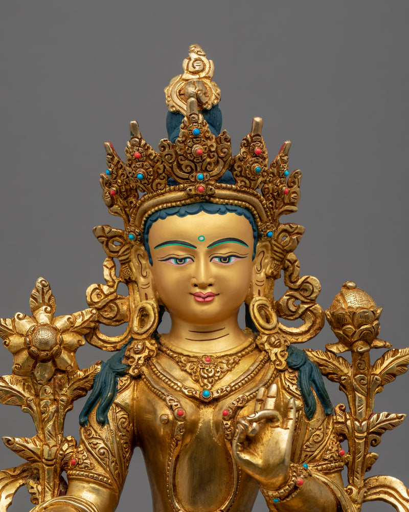 Buddhist Green Tara Sculpture | Traditional Mother Tara Art