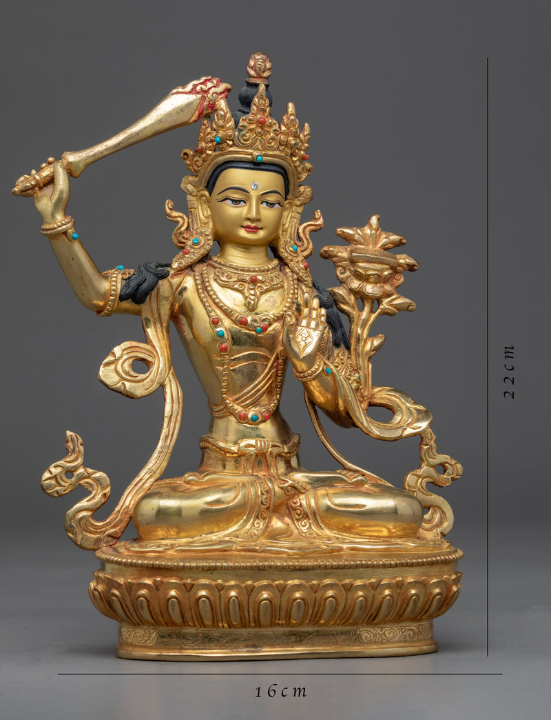 Peaceful Manjushri Statue | Handcrafted Wisdom Deity