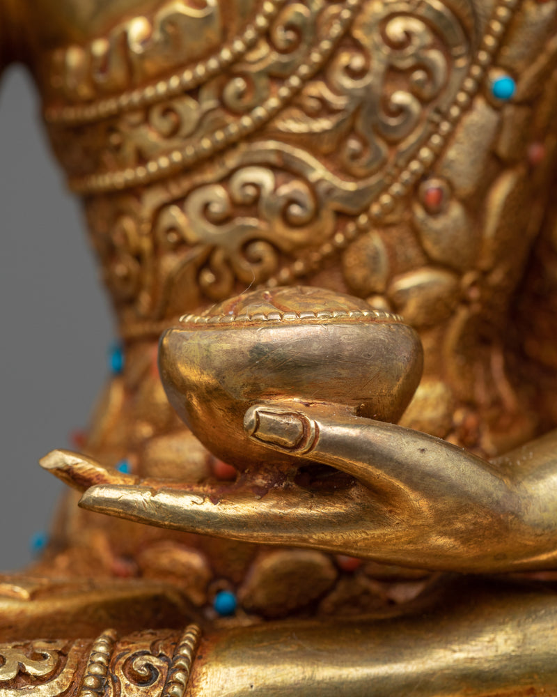 Relaxing Buddha Shakyamuni Statue | Tibetan Art Plated with Gold
