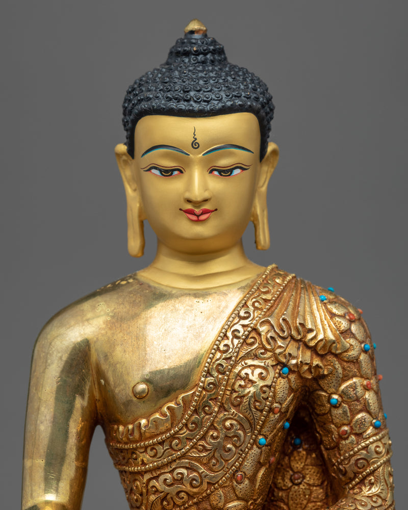Relaxing Buddha Shakyamuni Statue | Tibetan Art Plated with Gold