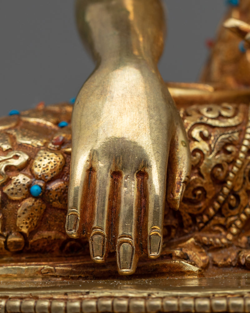 Relaxing Buddha Shakyamuni Statue | Tibetan Art Plated with Gold