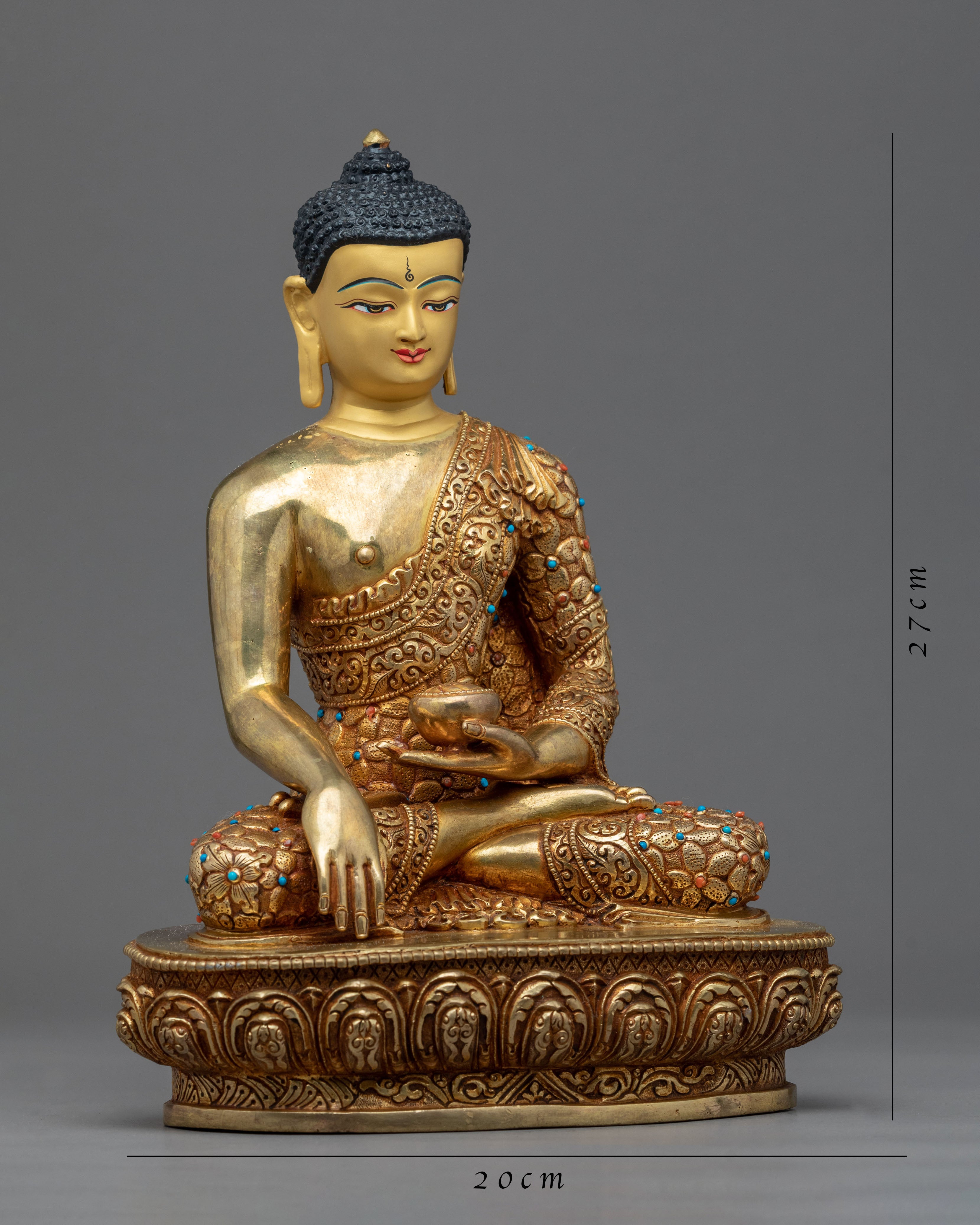 Relaxing Buddha Shakyamuni Statue | Tibetan Art Plated with Gold