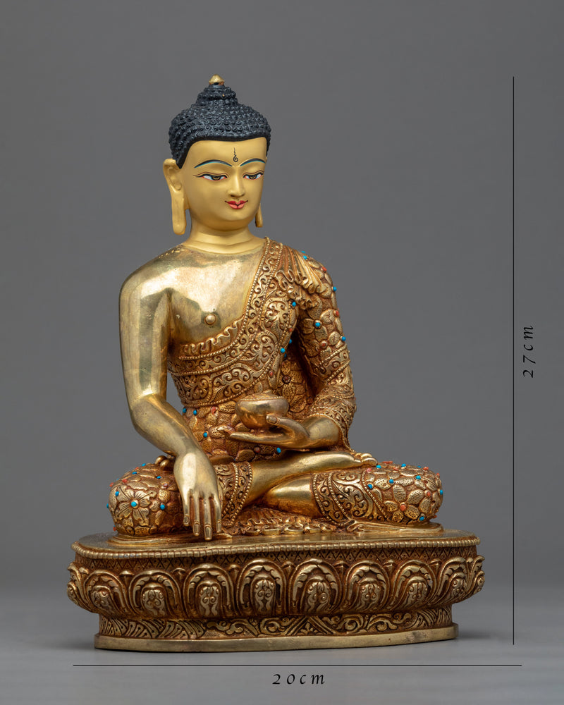 Relaxing Buddha Shakyamuni Statue | Tibetan Art Plated with Gold