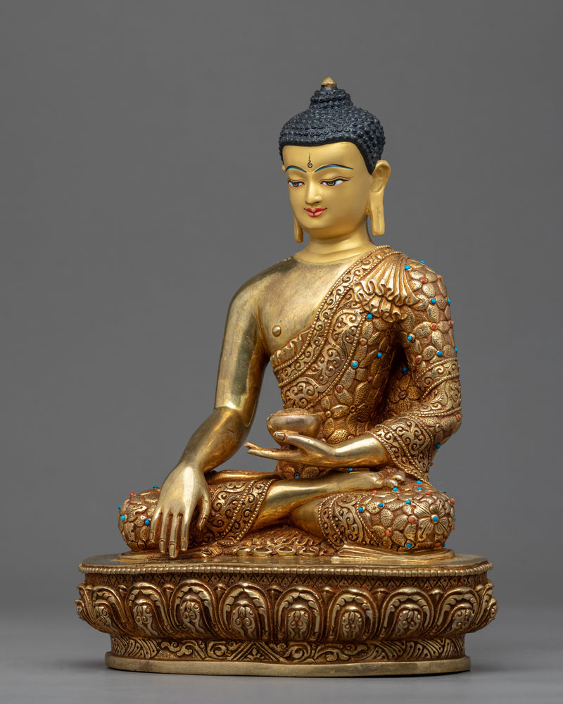 Relaxing Buddha Shakyamuni Statue | Tibetan Art Plated with Gold
