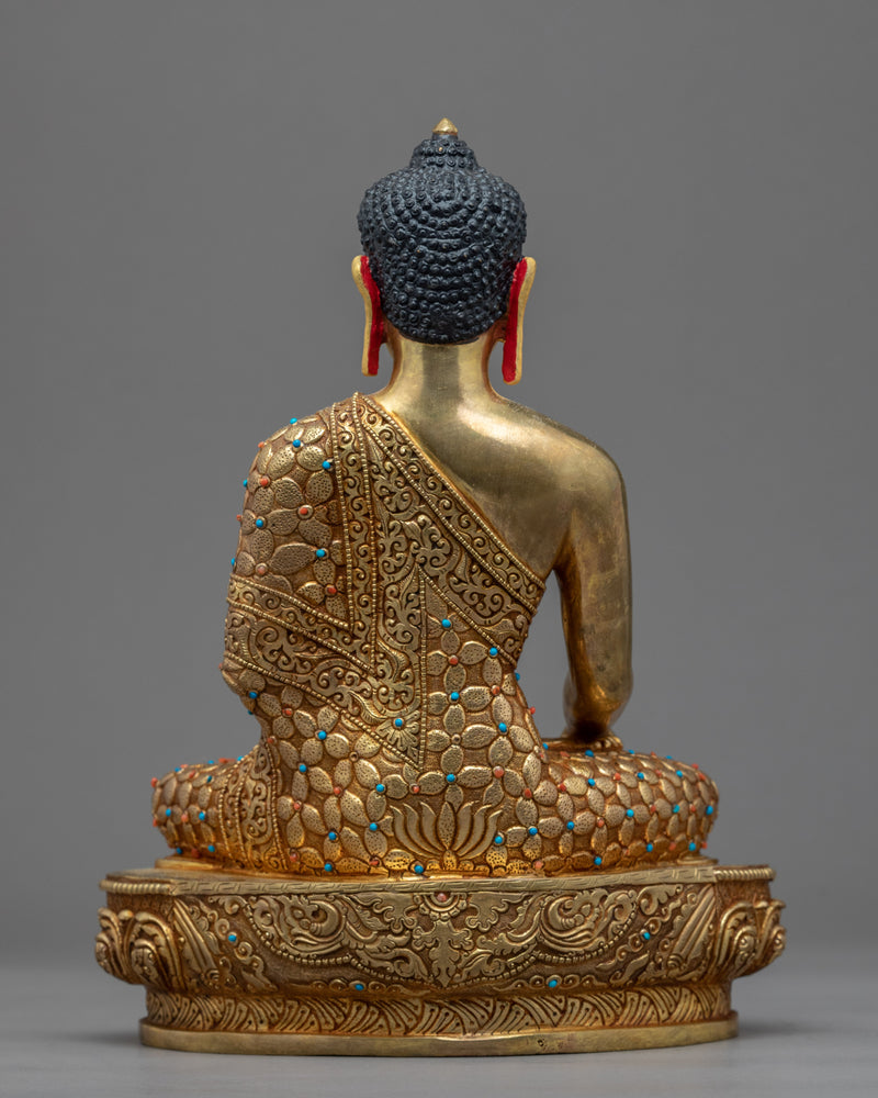 Relaxing Buddha Shakyamuni Statue | Tibetan Art Plated with Gold