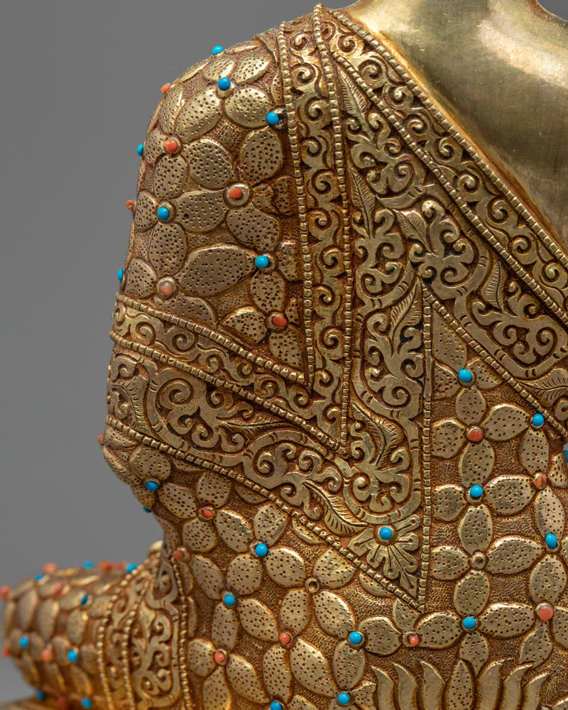 Relaxing Buddha Shakyamuni Statue | Tibetan Art Plated with Gold