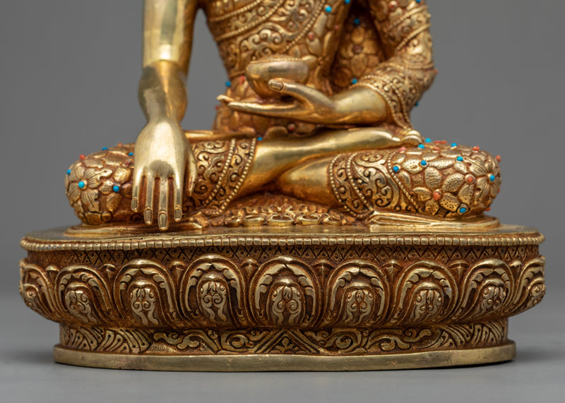 Relaxing Buddha Shakyamuni Statue | Tibetan Art Plated with Gold