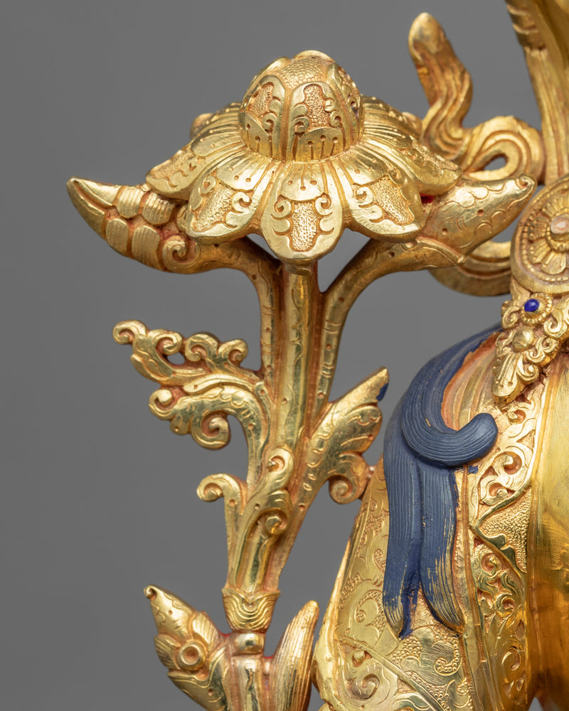 White Tara Symbolism Sculpture | Tibetan Art Plated with Gold