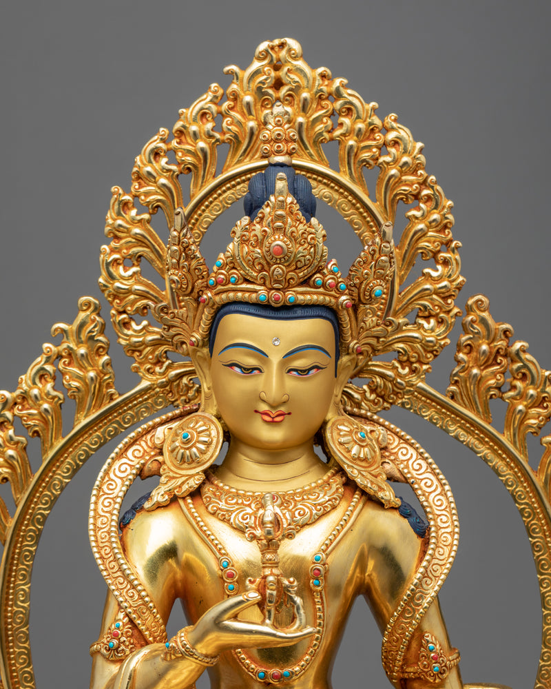 Guru Vajrasattva Statue | Hand Carved Traditional Art On Throne Set