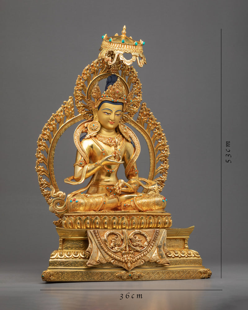Guru Vajrasattva Statue | Hand Carved Traditional Art On Throne Set