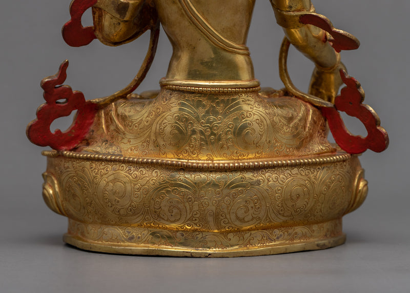 White Tara Buddha Statue | Gold Plated Himalayan Art