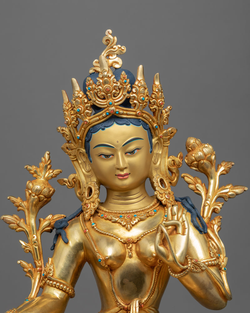 Green Tara Guided Meditation Statue | Highly Revered Mother Of Buddha Art