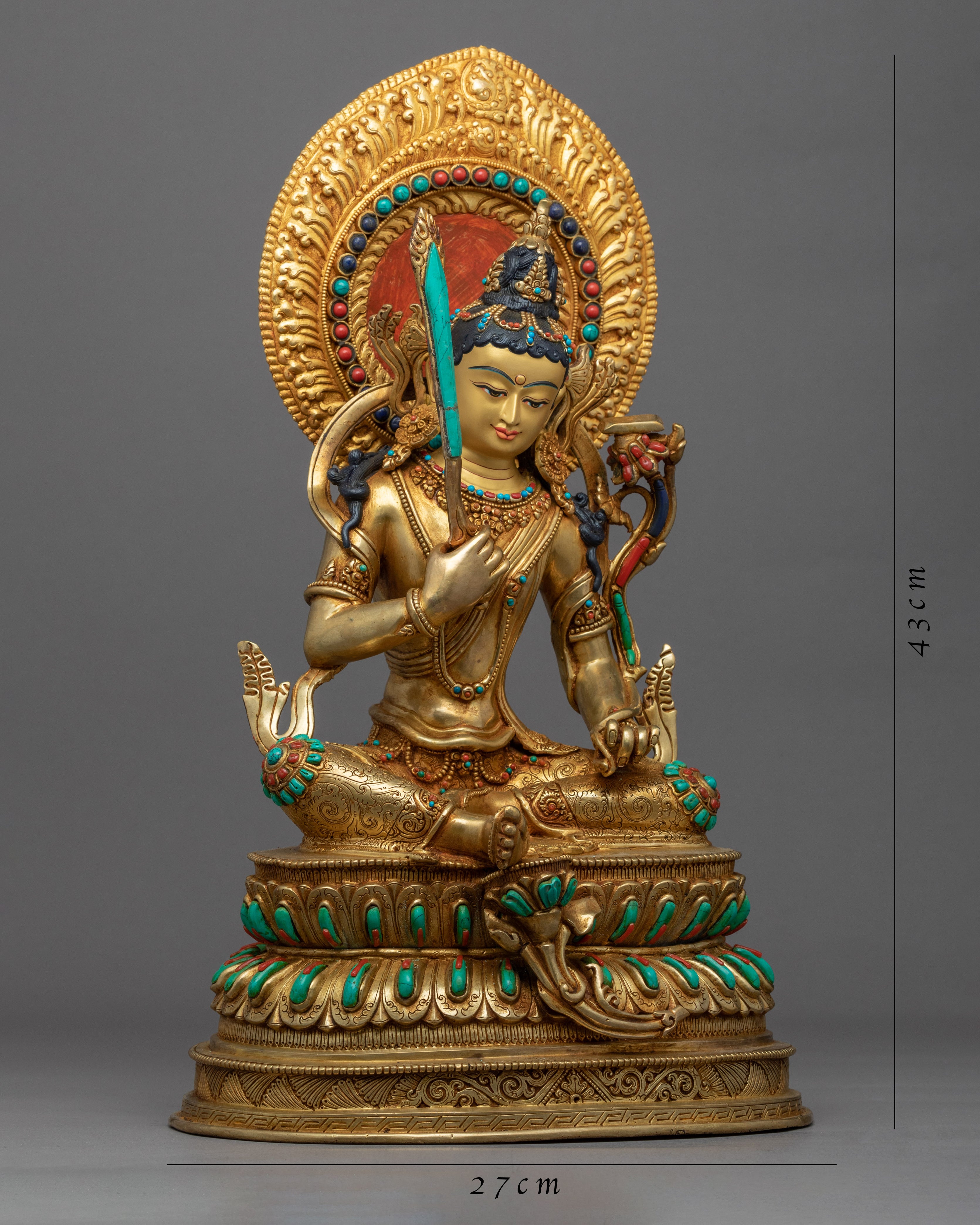 Buddha Of Wisdom Manjushri Statue | Himalayan Style Buddhist Art