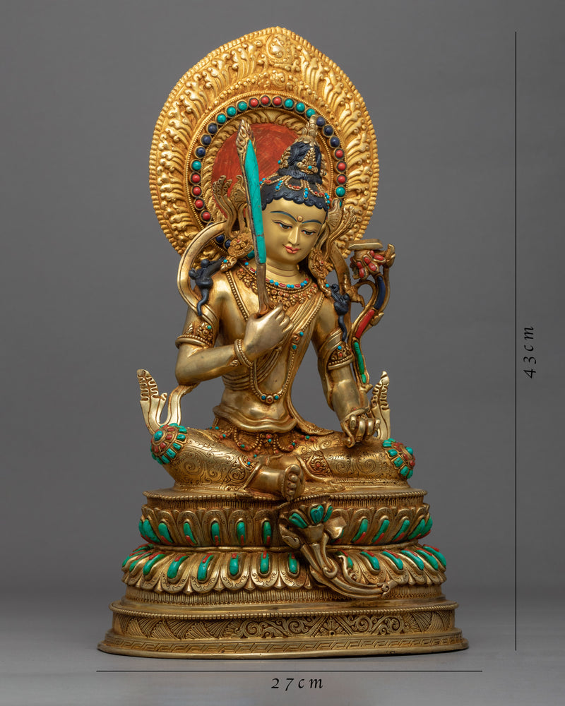 Buddha Of Wisdom Manjushri Statue | Himalayan Style Buddhist Art