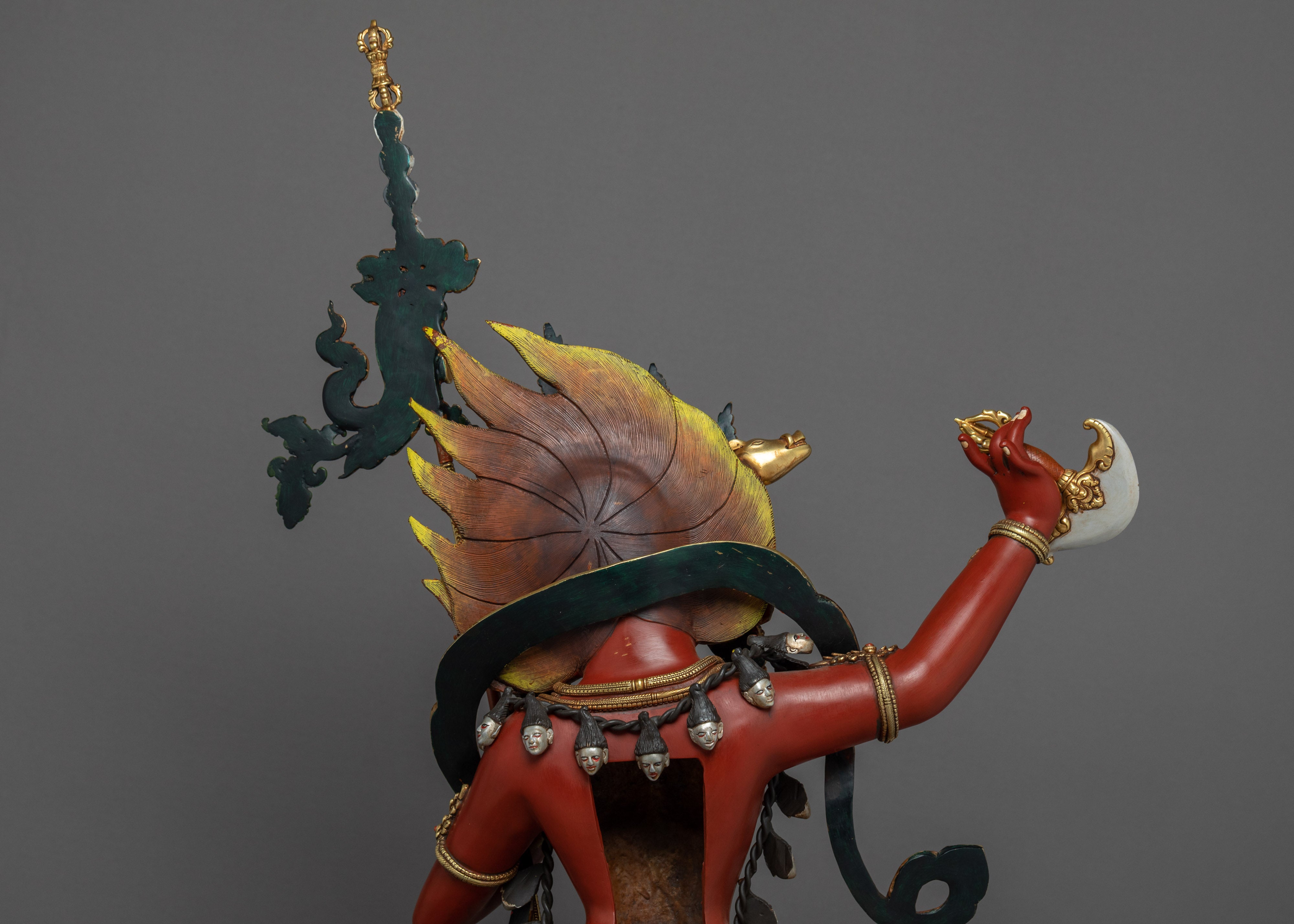 Standing Dorje Phagmo Statue | Tibetan Art Plated with Gold