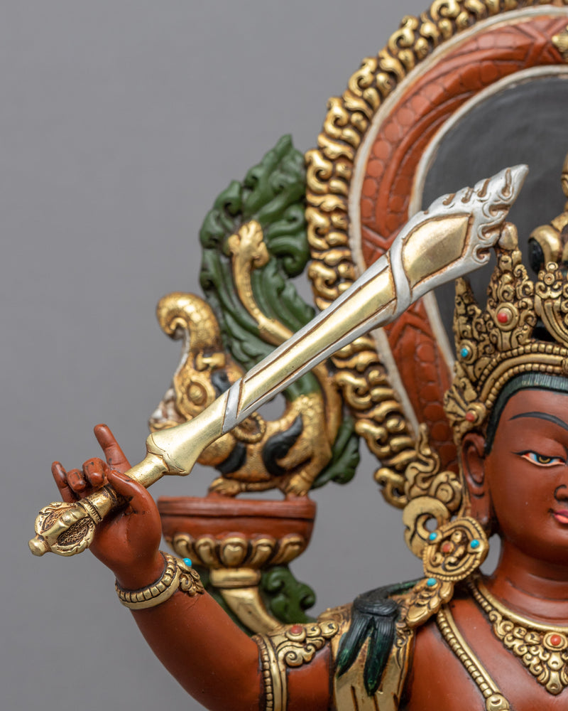 Bodhisattva Of Wisdom Manjushri Statue | Traditional Buddhist Deity Sculpture