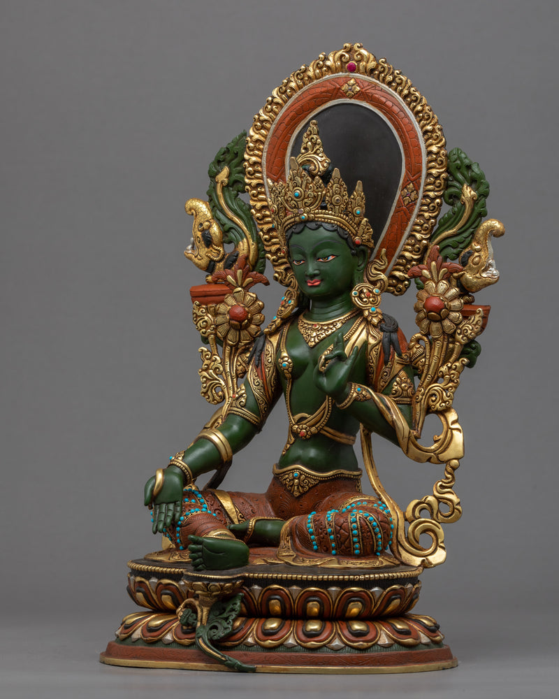 Traditional Shyamatara Statue | Buddhist Green Tara Artwork