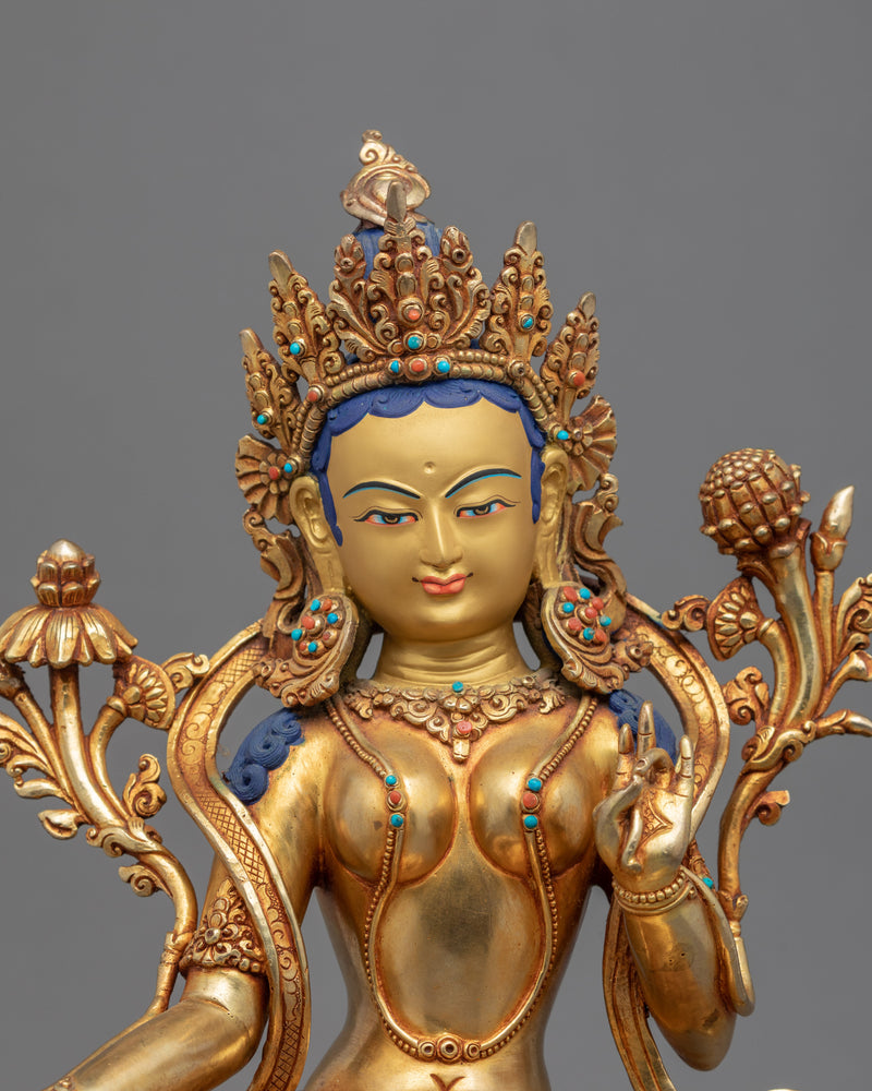 Tara Buddha Statue | Hand-Carved Mother Green Tara Artwork