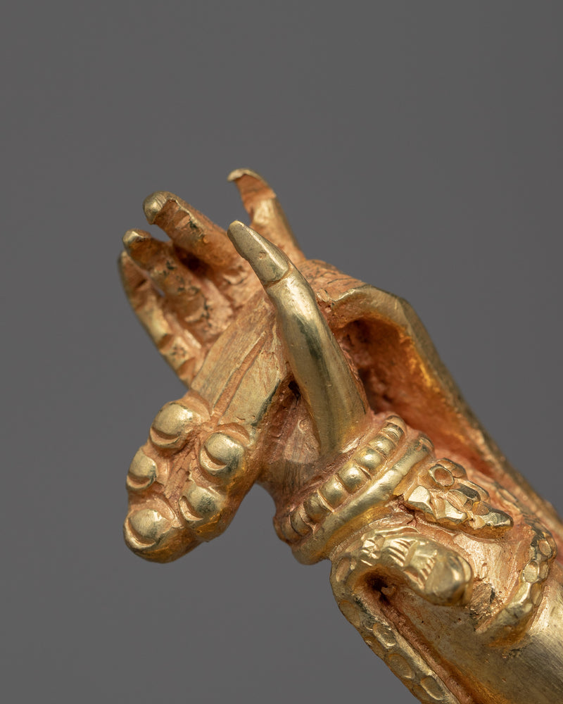 Six Armed Mahakala Statue | Tibetan Art Plated with Gold