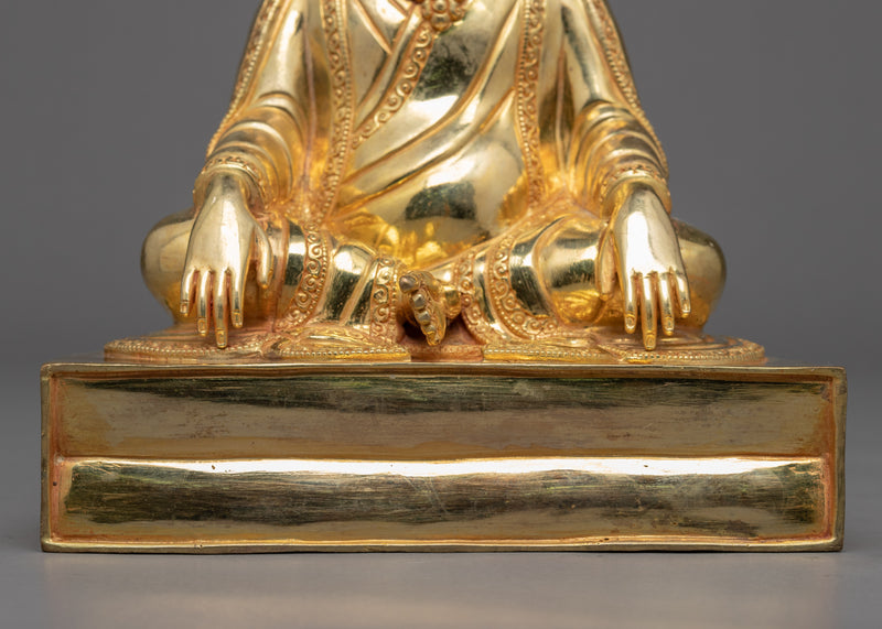 Traditional Buddhist Master Gold Gilded Statue Set | Traditionally Hand Carved Art