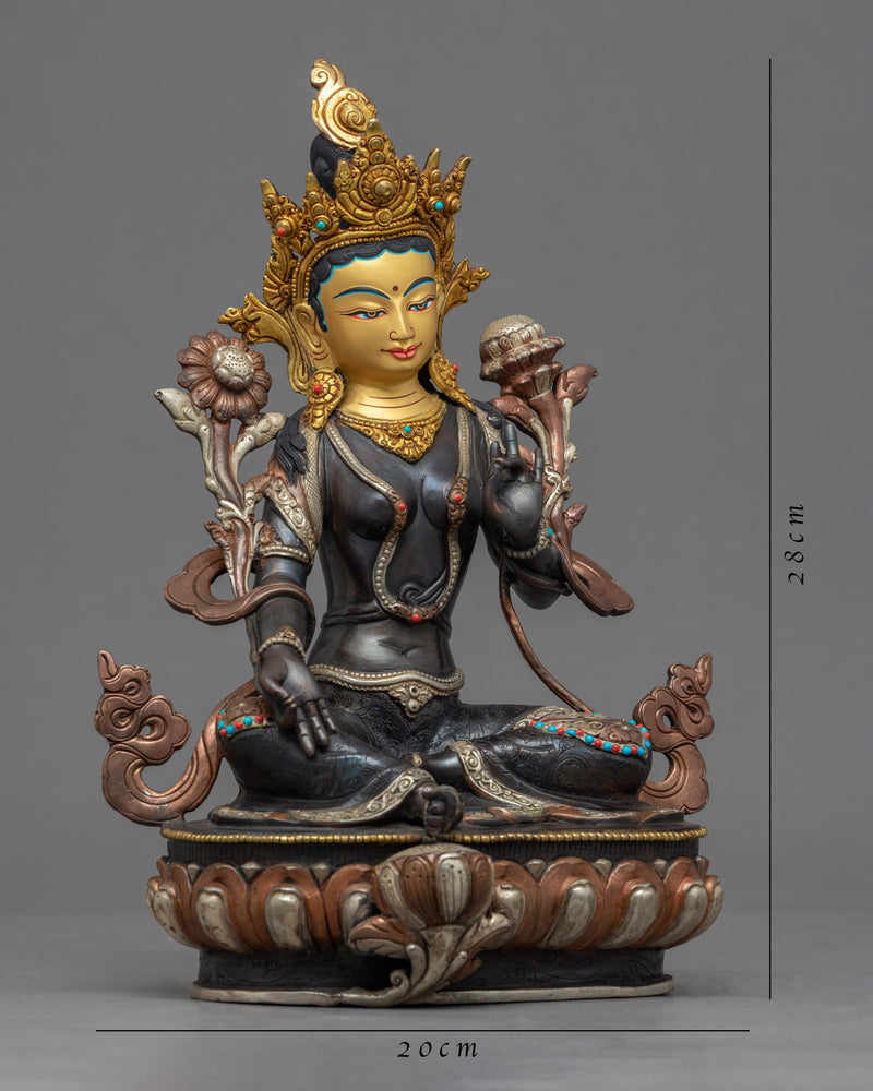 Green Tara Buddha Sculpture | Buddhist Deity Figurine For Ritual