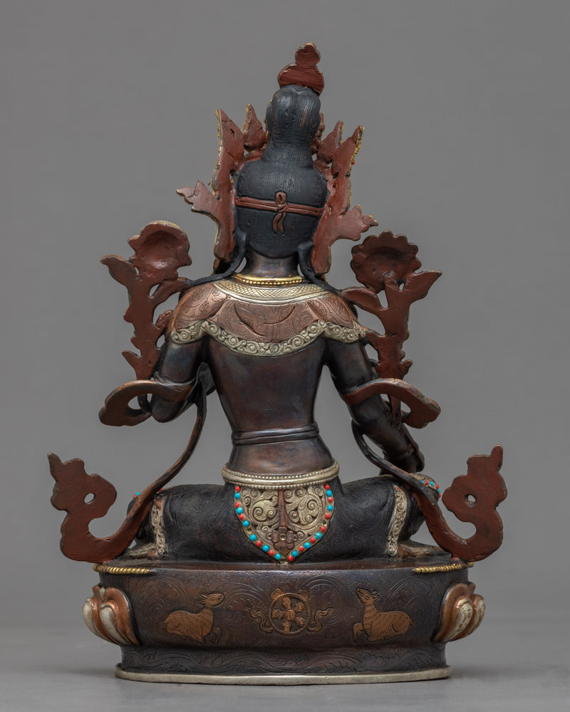 Green Tara Buddha Sculpture | Buddhist Deity Figurine For Ritual