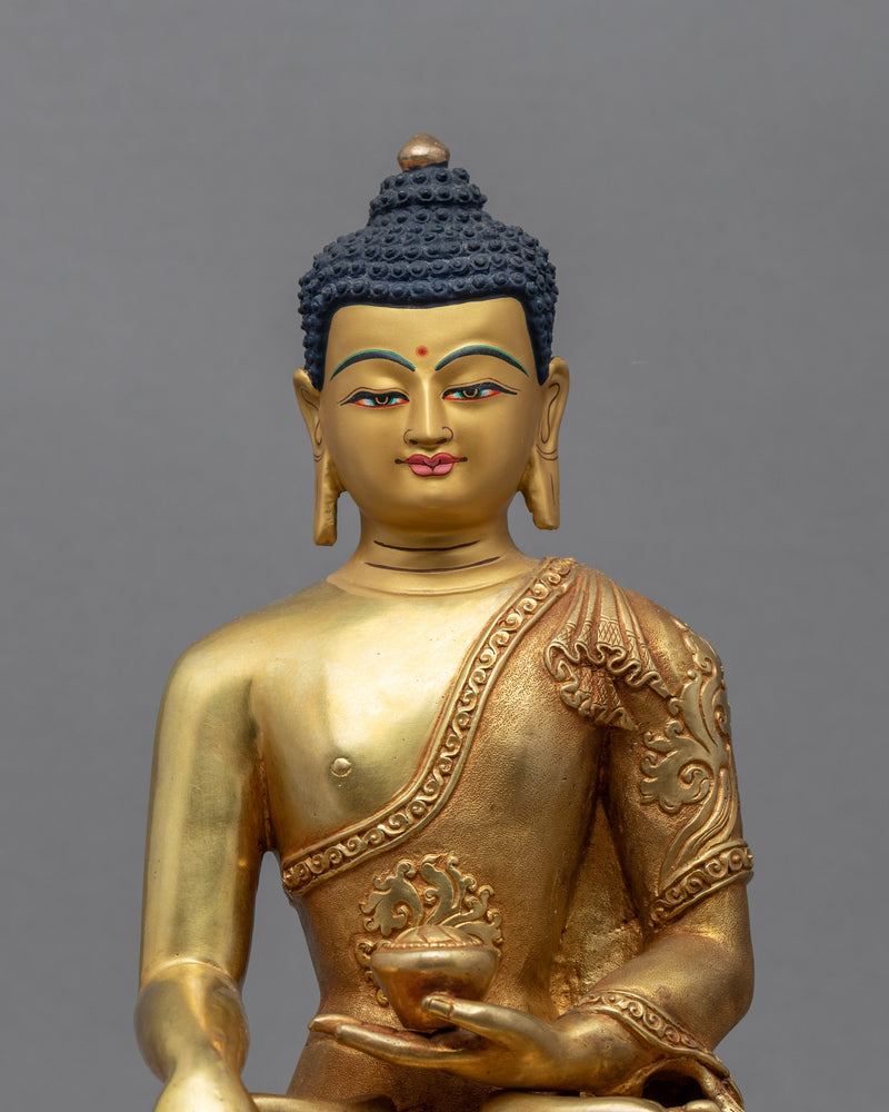 Nepal Buddha Sculpture | Gold Gilded Statue For Meditation