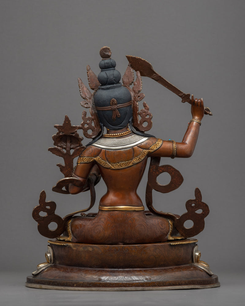 Manjushri God Of The Wisdom Statue | Tibetan Bodhisattva Sculpture For Mindfulness