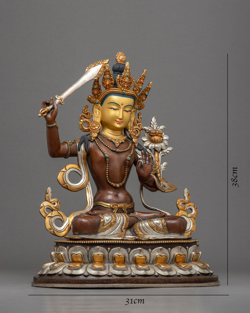 Manjushri God Of The Wisdom Statue | Tibetan Bodhisattva Sculpture For Mindfulness