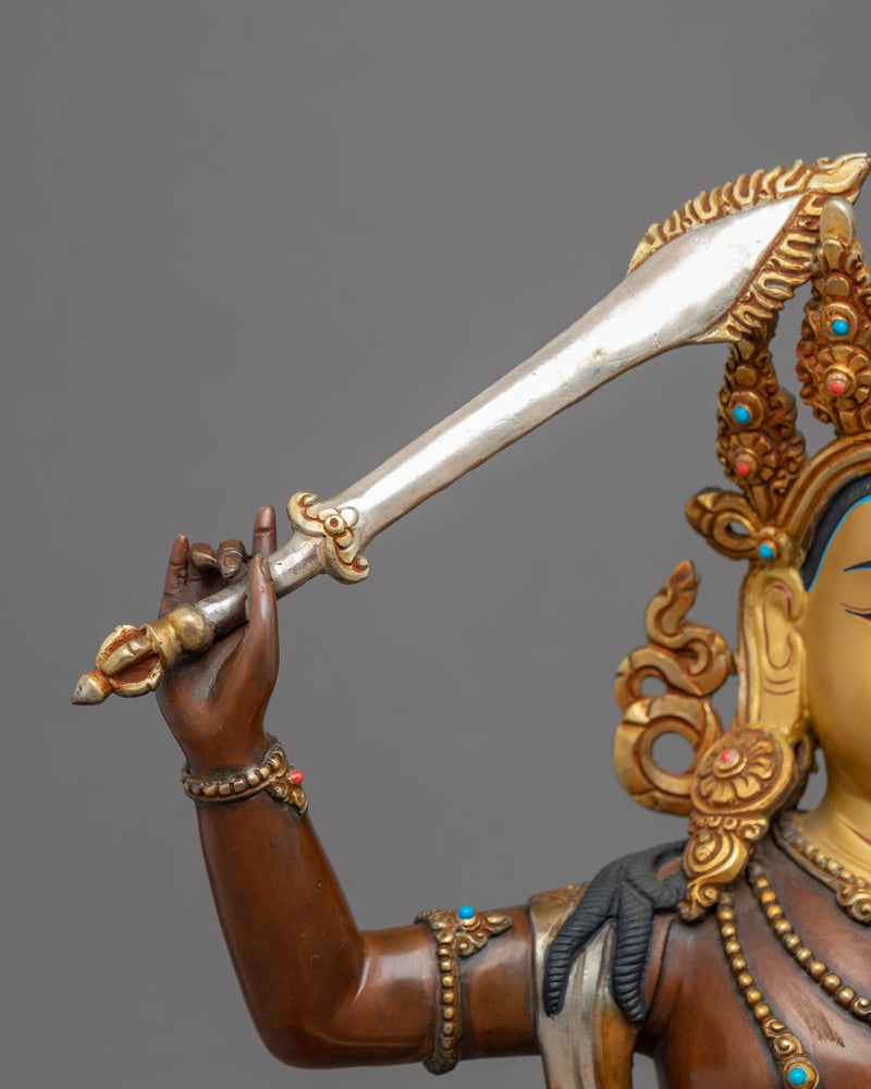 Manjushri God Of The Wisdom Statue | Tibetan Bodhisattva Sculpture For Mindfulness