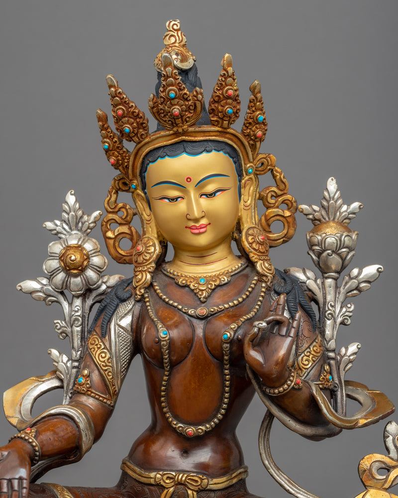 Green Tara, The Shyamatara Sculpture | Traditional Tibetan Mother Tara Artwork