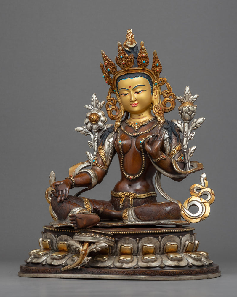 Green Tara, The Shyamatara Sculpture | Traditional Tibetan Mother Tara Artwork