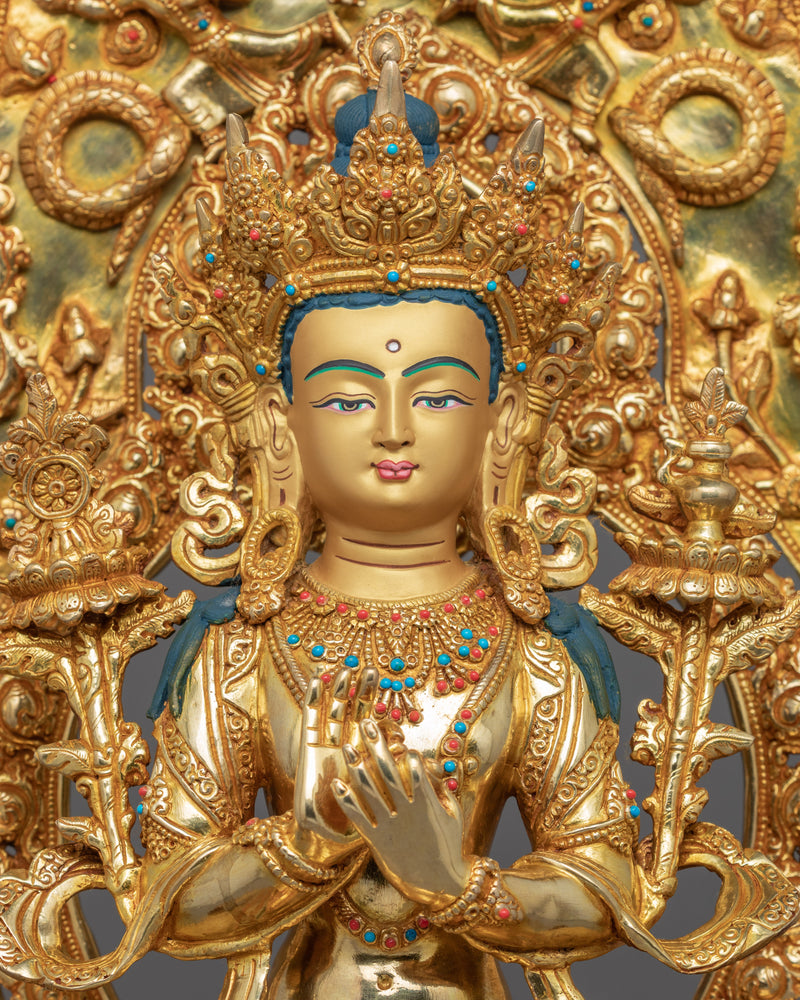 Maitreya Future Buddha Sculpture | Hand-Carved Buddhist Deity Sculpture