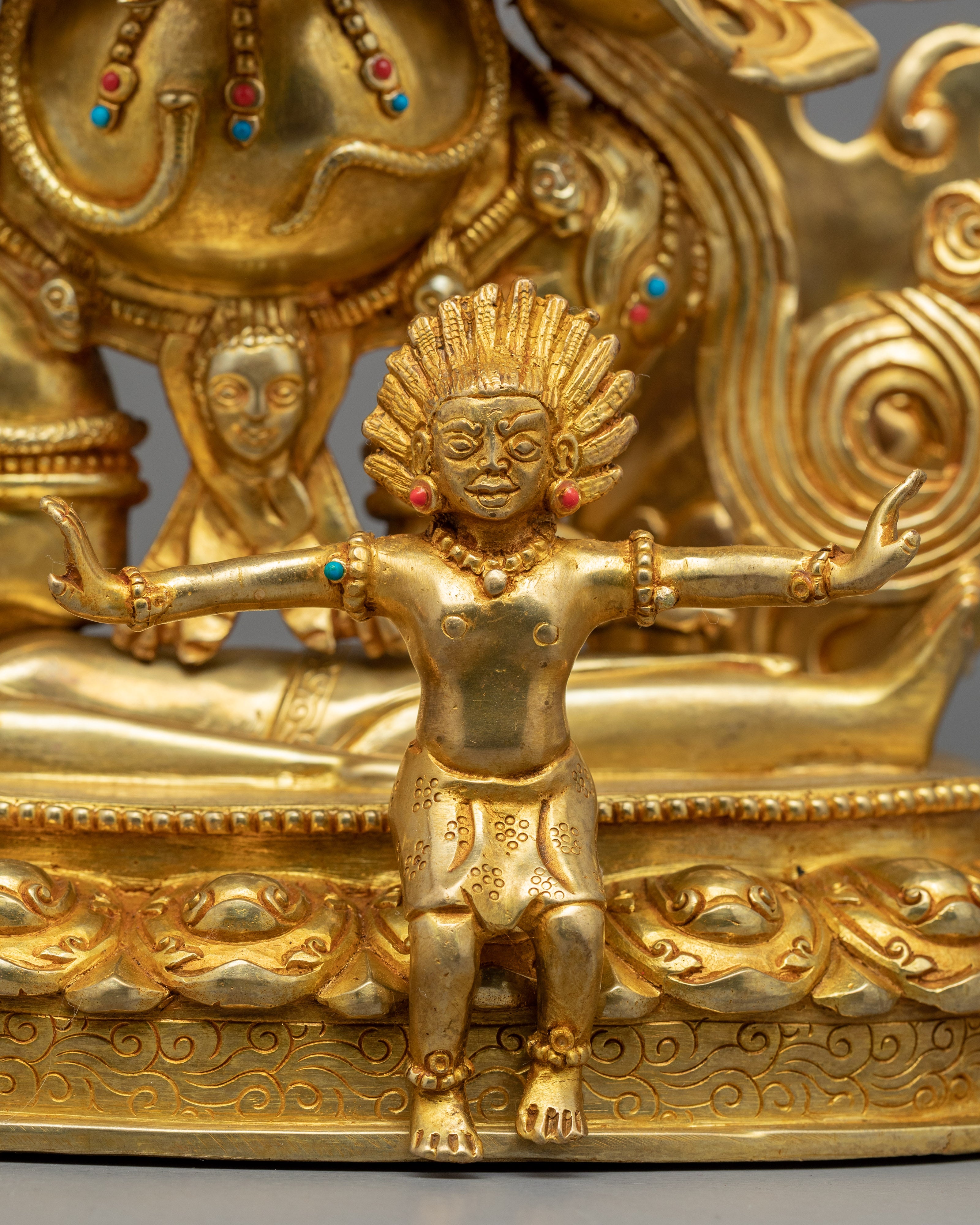 Sakya Mahakala Deity Sculpture | Gold Gilded Statue For Meditation