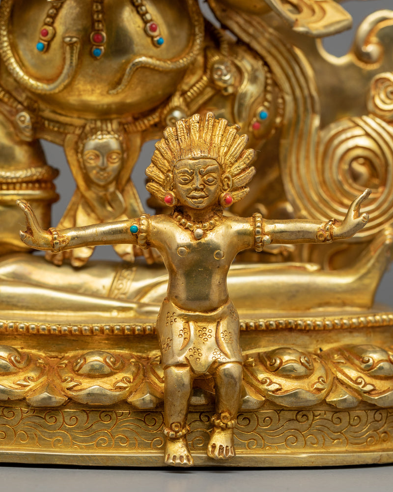 Sakya Mahakala Deity Sculpture | Gold Gilded Statue For Meditation