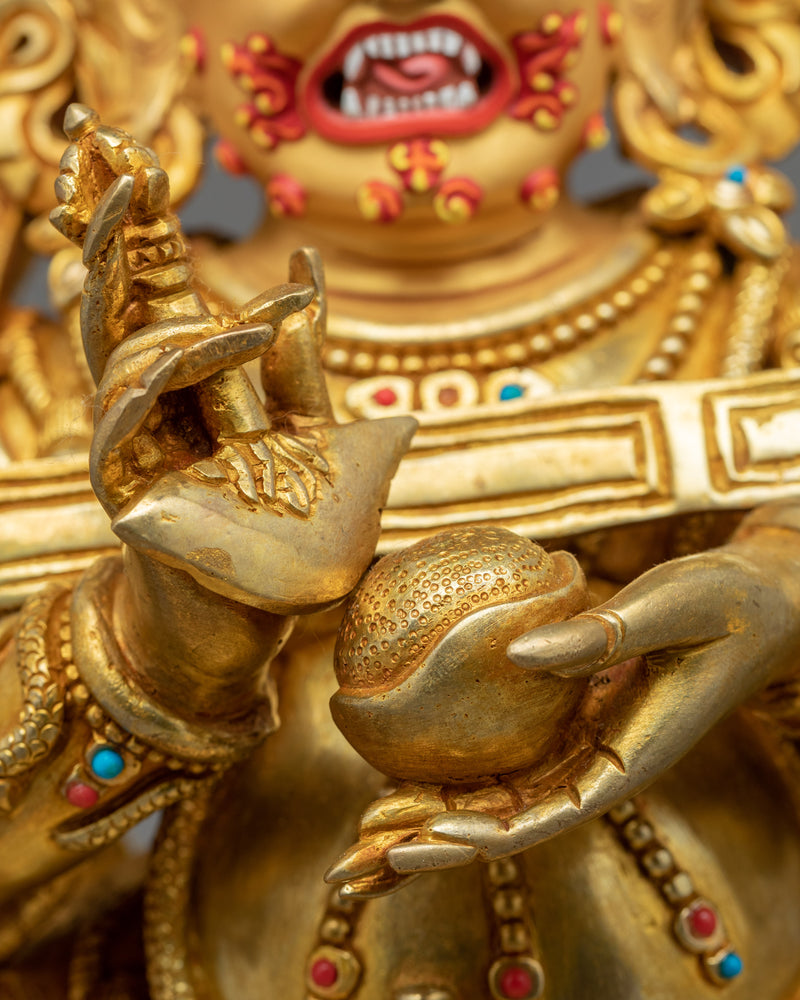 Sakya Mahakala Deity Sculpture | Gold Gilded Statue For Meditation