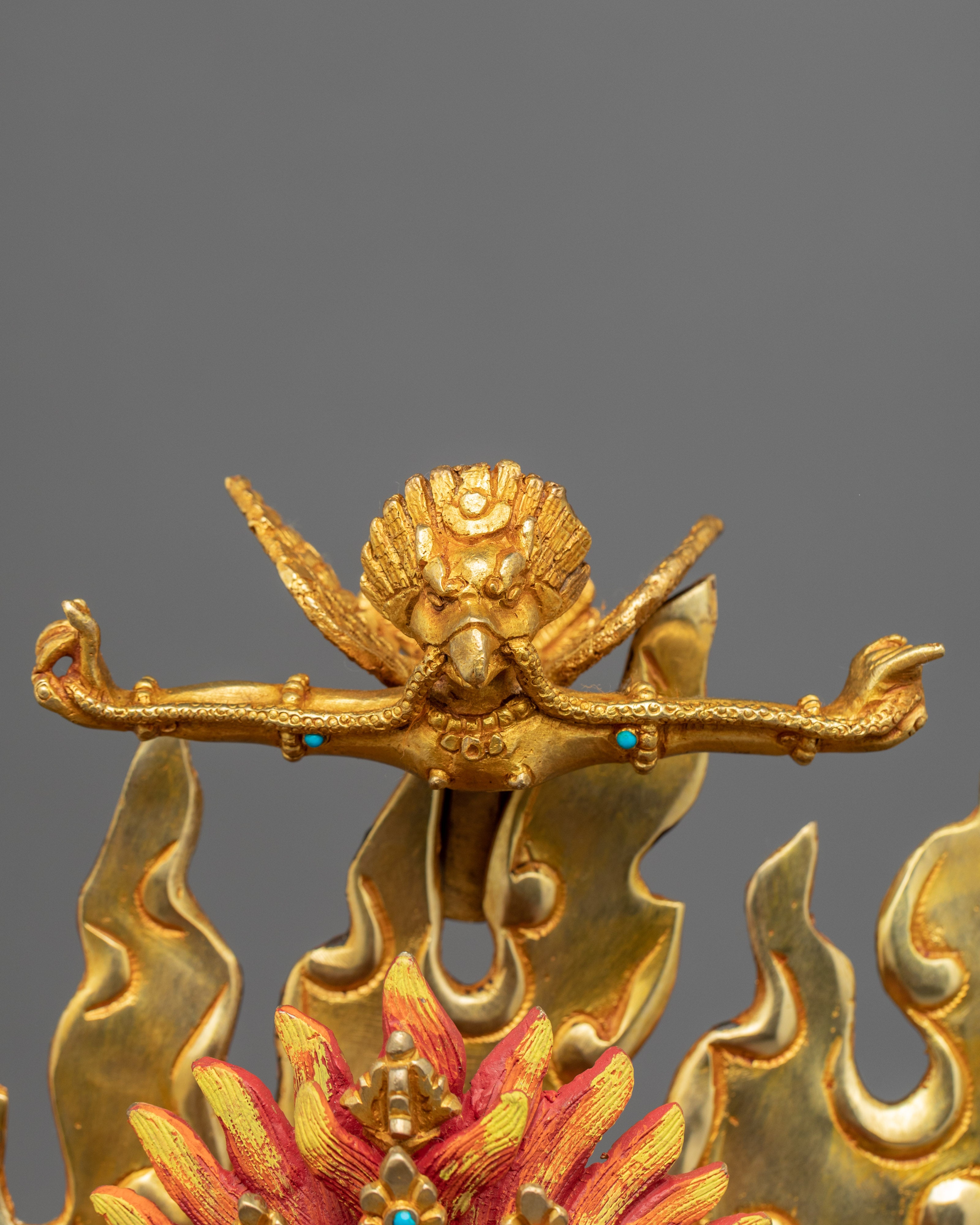 Sakya Mahakala Deity Sculpture | Gold Gilded Statue For Meditation