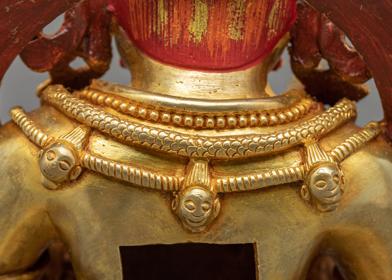 Sakya Mahakala Deity Sculpture | Gold Gilded Statue For Meditation