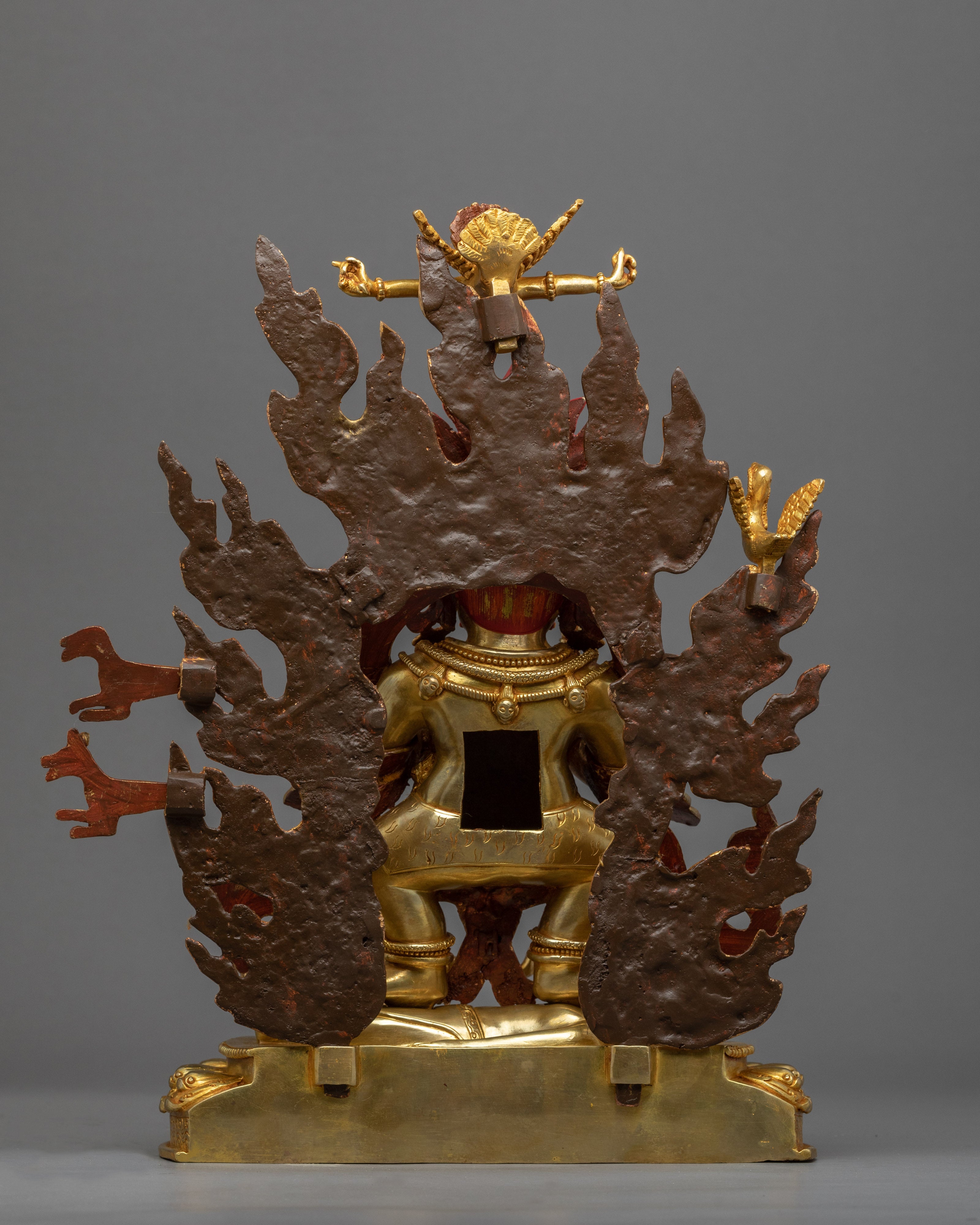 Sakya Mahakala Deity Sculpture | Gold Gilded Statue For Meditation