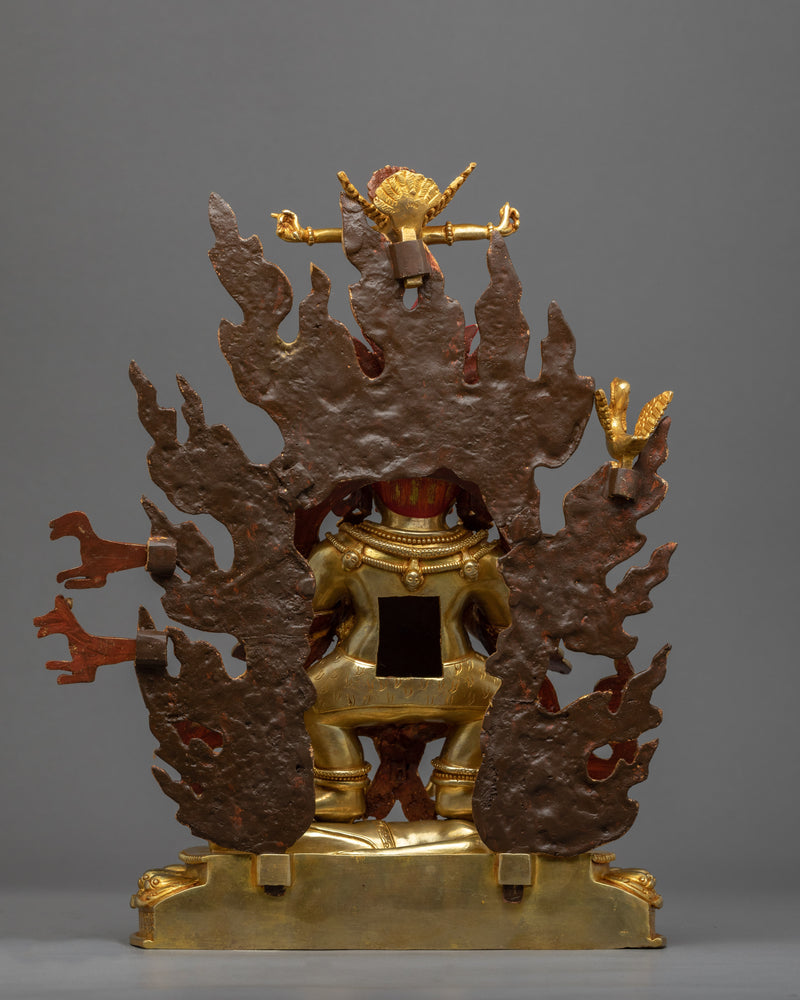 Sakya Mahakala Deity Sculpture | Gold Gilded Statue For Meditation