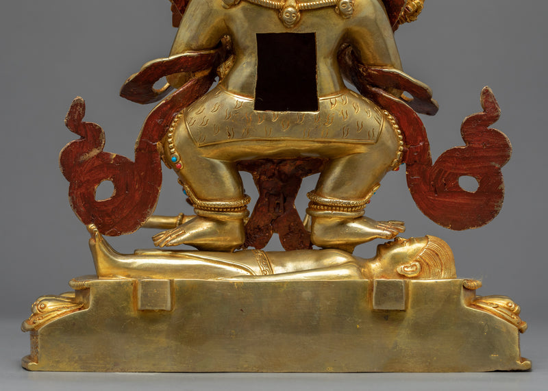 Sakya Mahakala Deity Sculpture | Gold Gilded Statue For Meditation