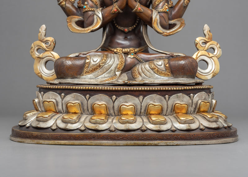 Avalokiteshvara Buddha Sculpture | Chenrezig The Bodhisattva Gold Gilded Statue